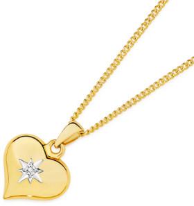 9ct+Gold+Diamond+Puff+Star+in+Heart+Pendant