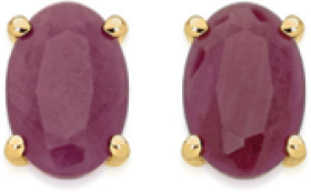 9ct+Gold+Natural+Ruby+Oval+Stud+Earrings