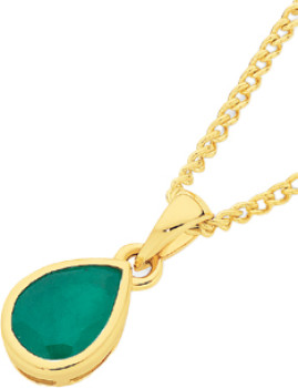9ct-Gold-Natural-Emerald-Pear-Bezel-Pendant on sale