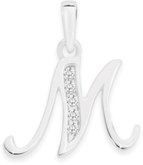 Sterling+Silver+Cubic+Zirconia+%26%23039%3BM%26%23039%3B+Script+Initial+Pendant