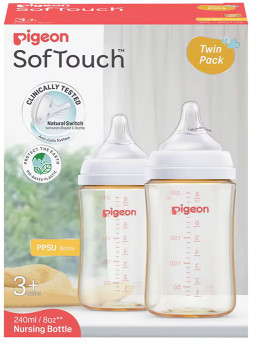 Pigeon-SofTouch-PPSU-Baby-Bottle-3-Months-2-x-240ml on sale