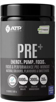 ATP-Science-PrePlus-Pre-Workout-Powder-Blueberry-Blackcurrant-500g on sale