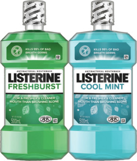 Listerine-Mouthwash-Fresher-Cleaner-500mL-Selected-Varieties on sale
