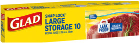 Glad+Snap+Lock+Storage+Resealable+Bags+Large+10+Pack+or+Medium+15+Pack