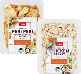 Coles+Greek+Inspired%2C+Shredded+or+Peri+Peri+Roast+Chicken+Breast+150g