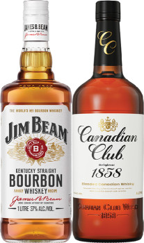 Jim-Beam-White-Label-Bourbon-or-Canadian-Club-Original-Whisky-1-Litre on sale