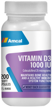 Amcal-Vitamin-D3-1000-IU-200-Capsules on sale