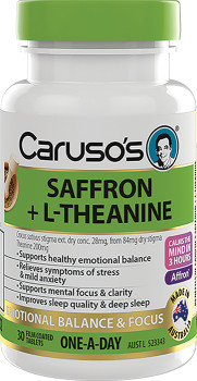 NEW+Caruso%26rsquo%3Bs+Saffron+%2B+L-Theanine+30+Tablets%2A