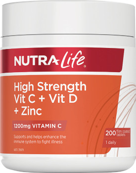 Nutra-Life-High-Strength-Vit-C-Vit-D-Zinc-200-Tablets on sale