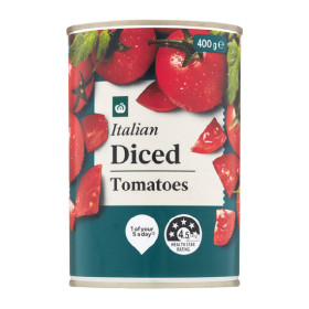 Woolworths-Diced-or-Peeled-Tomatoes-400g on sale