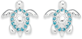 Sterling-Silver-Cubic-Zirconia-Turtle-Stud-Earrings on sale