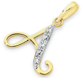 9ct-Gold-Diamond-Initial-A-Cursive-Pendant on sale
