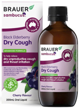 Brauer-Sambucus-Black-Elderberry-Dry-Cough-200mL on sale