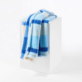 Check-Teddy-Fleece-Throw-Blue on sale