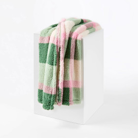 Check-Teddy-Fleece-Throw-Pink-and-Green on sale