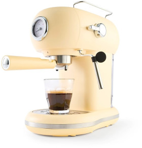 Retro-Espresso-Coffee-Machine-Yellow on sale