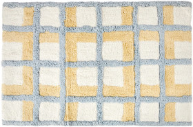 Check-Bath-Mat-Blue-and-Yellow on sale