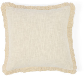50cm-Fringed-Cushion-Butter on sale