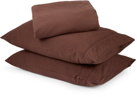 Stonewashed-Cotton-Sheet-Set-King-Bed-Chocolate on sale
