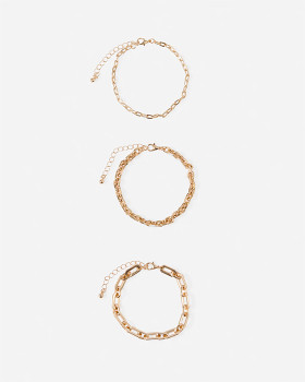 3+Pack+Chain+Bracelets+-+Gold+Tone