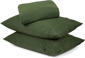 Stonewashed-Cotton-Sheet-Set-King-Bed-Green on sale