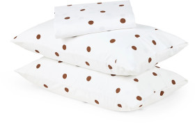 250-Thread-Count-Polka-Dot-Cotton-Sheet-Set-Double-Bed-Off-White-and-Chocolate on sale