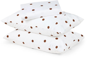 250-Thread-Count-Polka-Dot-Cotton-Sheet-Set-King-Bed-Off-White-and-Chocolate on sale