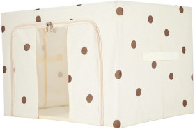 Linen-Look-Collapsible-Box-with-Window-Large-Polka-Dot on sale