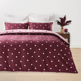 Polka-Dot-Linen-Cotton-Reversible-Quilt-Cover-Set-Queen-Bed-Fig-and-Pink on sale