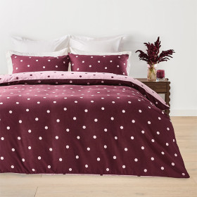 Polka-Dot-Linen-Cotton-Reversible-Quilt-Cover-Set-King-Bed-Fig-and-Pink on sale