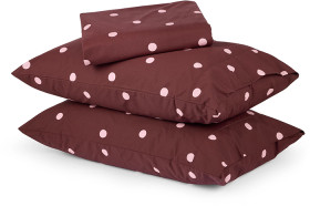 250-Thread-Count-Polka-Dot-Cotton-Sheet-Set-Double-Bed-Fig-and-Pink on sale