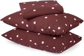 250-Thread-Count-Polka-Dot-Cotton-Sheet-Set-Queen-Bed-Fig-and-Pink on sale