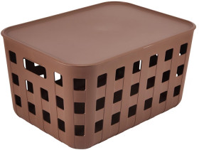 28L-Rectangle-Trellis-Basket-with-Lid-Chocolate on sale