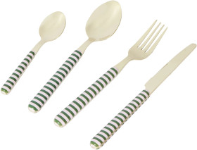 16-Piece-Green-and-Pink-Cutlery-Set on sale