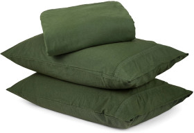 Stonewashed-Cotton-Sheet-Set-Queen-Bed-Green on sale