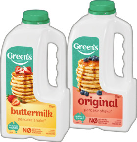 Greens-Pancake-Shake-325375g-Selected-Varieties on sale
