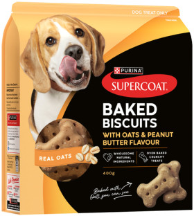 Supercoat-Baked-Biscuit-Treats-400g-Selected-Varieties on sale