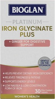NEW+Bioglan+Platinum+Iron+Glycinate+Plus+30+Capsules%2A