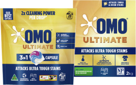 OMO-Laundry-Powder-2kg-Capsules-28-Pack-or-Liquid-2-Litre-Selected-Varieties on sale