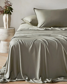 Australian-House-Garden-Palm-Cove-Washed-Bamboo-Cotton-Sheet-Set-Leaf on sale
