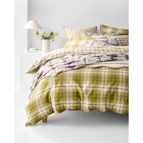 Aster-Check-LinenCotton-Quilt-Cover-Set-Olive on sale