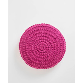 Zinnia-Round-Cotton-Crochet-Cushion-Fuschia on sale
