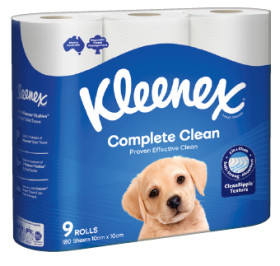 Kleenex-Complete-Clean-Toilet-Tissue-9-Pack on sale