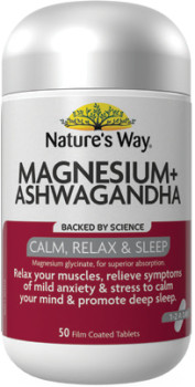 Natures-Way-Magnesium-Ashwagandha-50-Tablets on sale