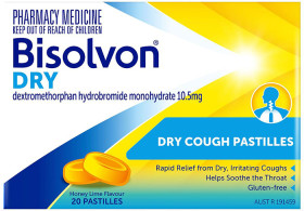 Bisolvon-Dry-Cough-Relief-Pastilles-Honey-Lime-20-Pack on sale