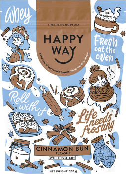 Happy-Way-Whey-Protein-Powder-Cinnamon-Bun-500g on sale