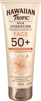 Hawaiian-Tropic-Silk-Hydration-Face-SPF-50-Lotion-Fragrance-Free-100mL on sale