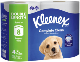Kleenex+Complete+Clean+Double+Length+Toilet+Tissue+4+Pack