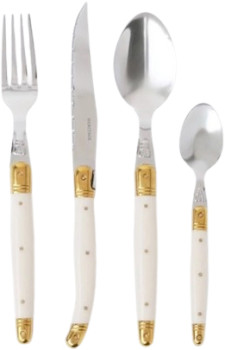 SaltPepper-24pc-Laguiole-Cutlery-Set-Ivory-Gold on sale