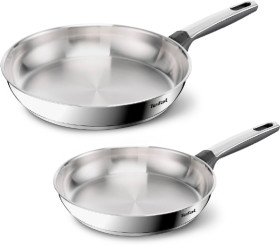 Tefal+Emotion%2B+Induction+Stainless+Steel+Uncoated+Twin+Pack+Frypan+24%2F28cm
